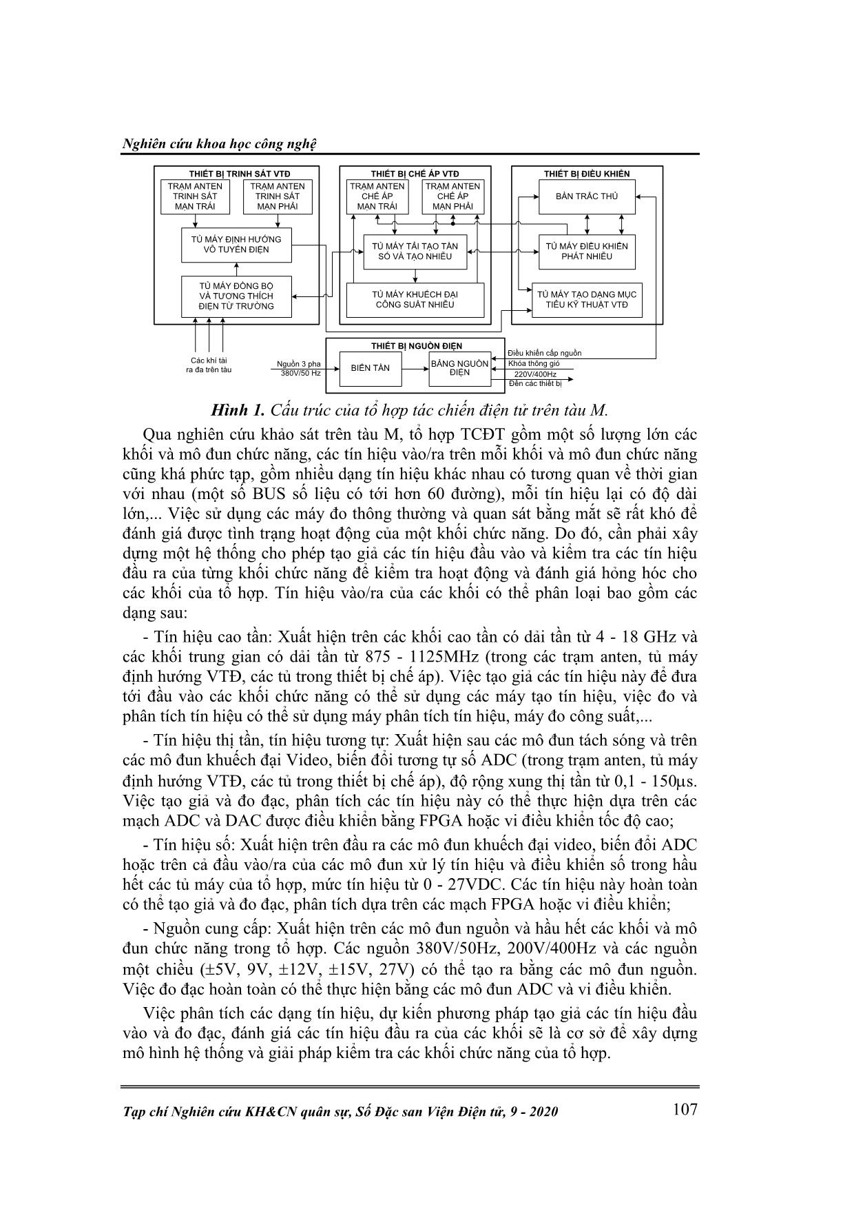 Giải pháp kiểm tra một số khối chức năng trong tổ hợp tác chiến điện tử trên tàu M sử dụng phương pháp phân tích tương quan trang 2