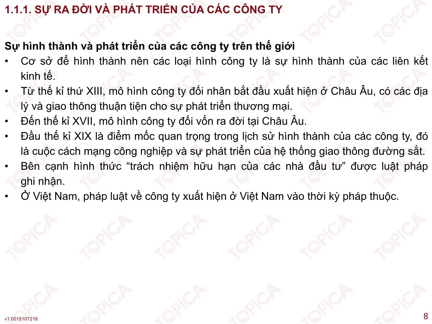 Bài giảng Kế toán công ty - Bài 1: Tổng quan về các loại hình công ty và kế toán công ty - Nguyễn Minh Phương trang 8