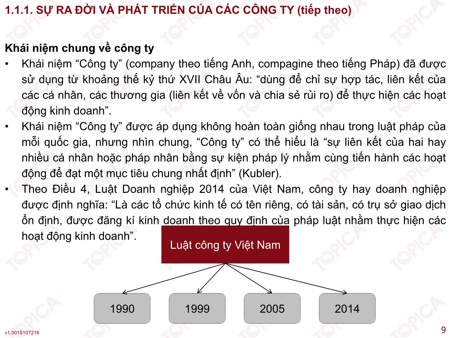 Bài giảng Kế toán công ty - Bài 1: Tổng quan về các loại hình công ty và kế toán công ty - Nguyễn Minh Phương trang 9