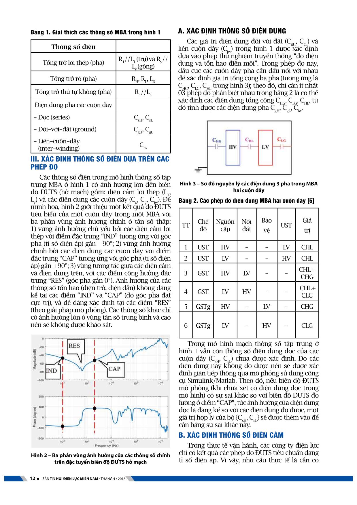 Phân tích thông số điện máy biến áp lực từ kết quả đo điện dung và đáp ứng tần số trang 2