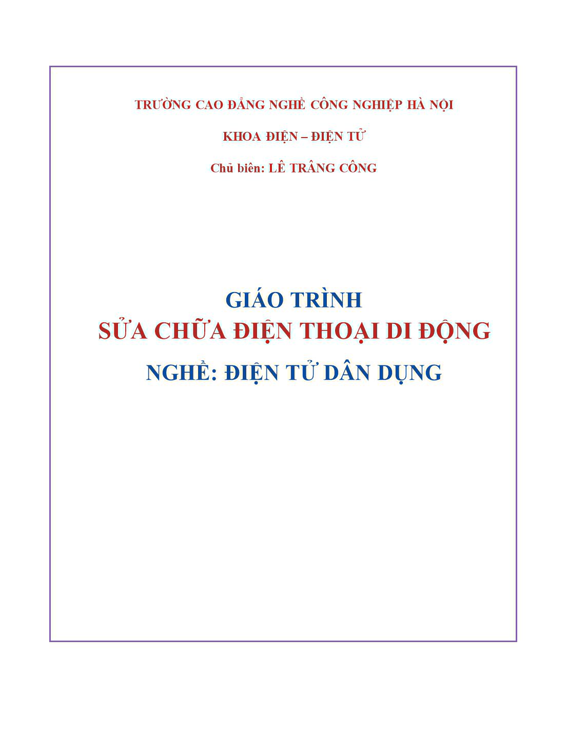 Giáo trình Sửa chữa điện thoại di động trang 1