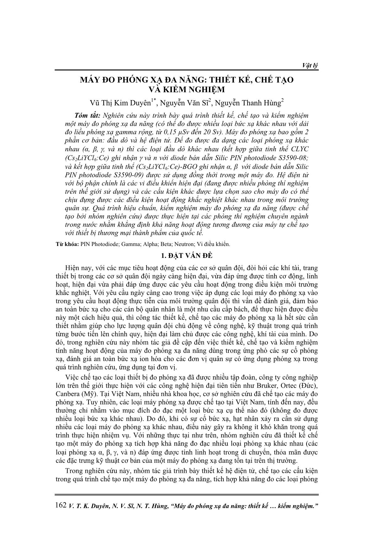 Máy đo phóng xạ đa năng: Thiết kế, chế tạo và kiểm nghiệm trang 1