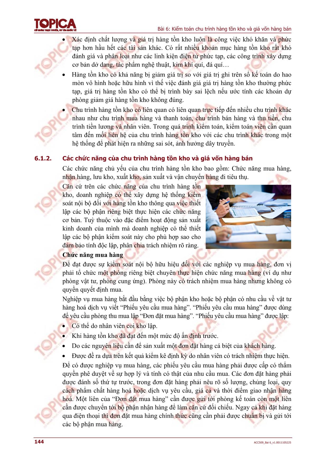 Bài giảng Kiểm toán căn bản - Bài 6: Kiểm toán chu trình hàng tồn kho và giá vốn hàng bán trang 4