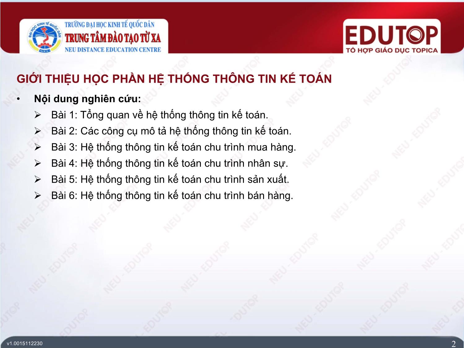 Bài giảng Hệ thống thông tin kế toán - Bài 1: Tổng quan về hệ thống thông tin kế toán - Phạm Đức Cường trang 2