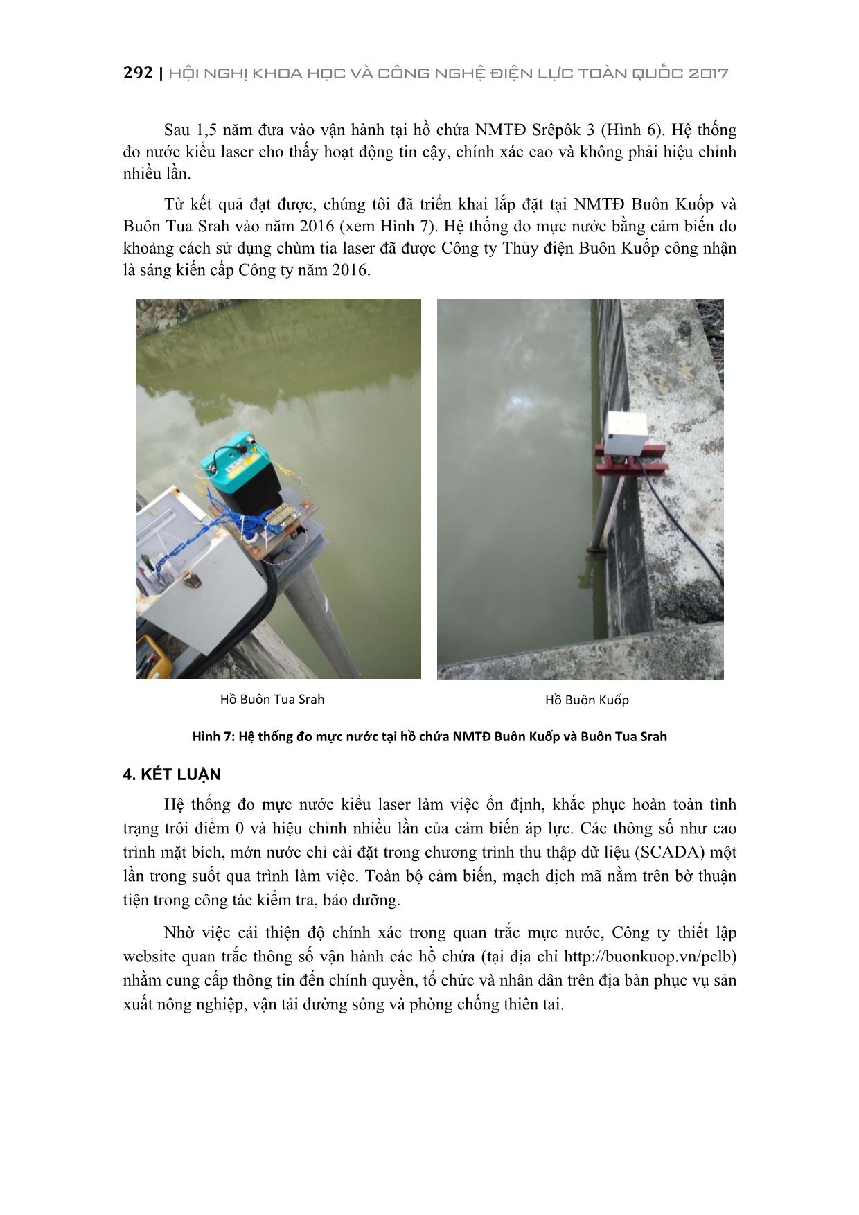Giải pháp đo mực nước hồ chứa thủy điện dùng cảm biến đo khoảng cách bằng chùm tia laser trang 6