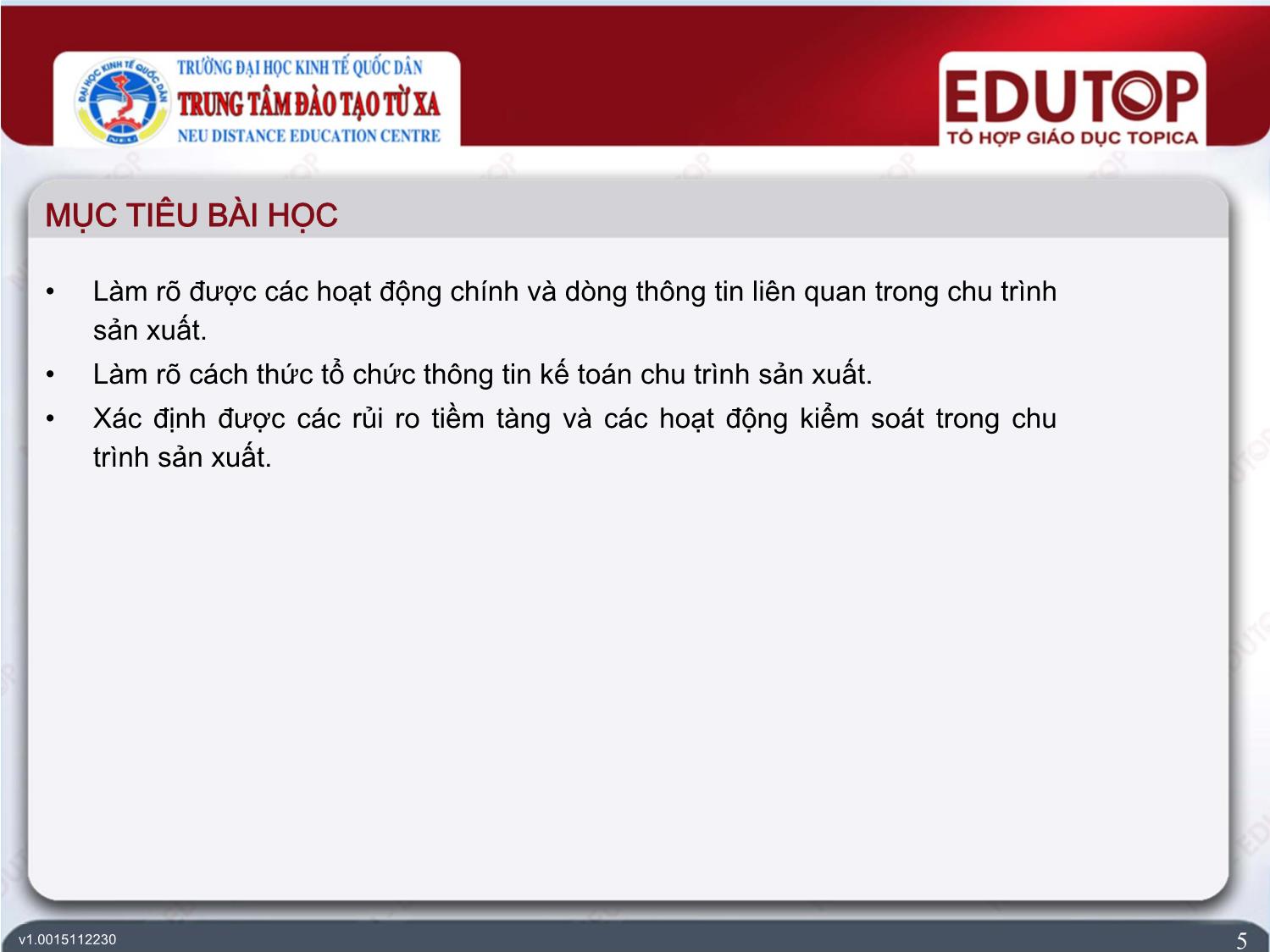 Bài giảng Hệ thống thông tin kế toán - Bài 5: Hệ thống thông tin kế toán chu trình sản xuất - Phạm Đức Cường trang 5