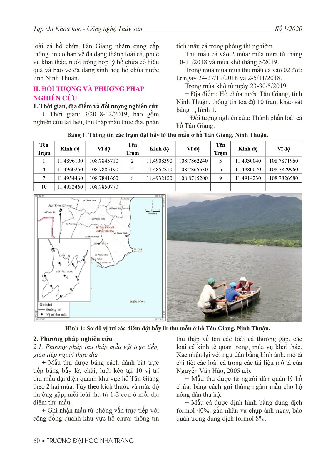 Dẫn liệu thành phần loài cá ở hồ Tân Giang, tỉnh Ninh Thuận trang 2