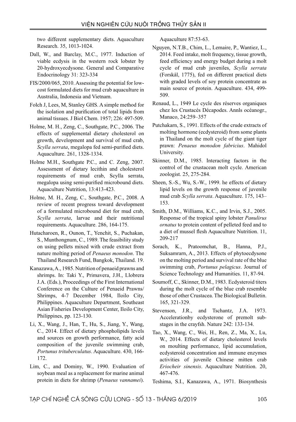 Nghiên cứu bổ sung chế phẩm Ecdysone tạo cua (Scylla serrata) lột trang 10