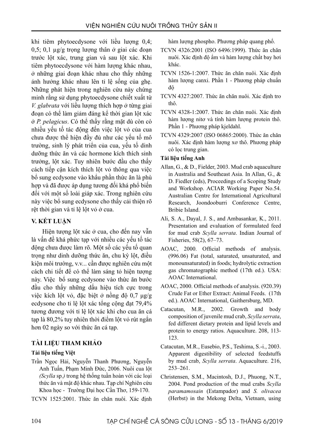 Nghiên cứu bổ sung chế phẩm Ecdysone tạo cua (Scylla serrata) lột trang 9