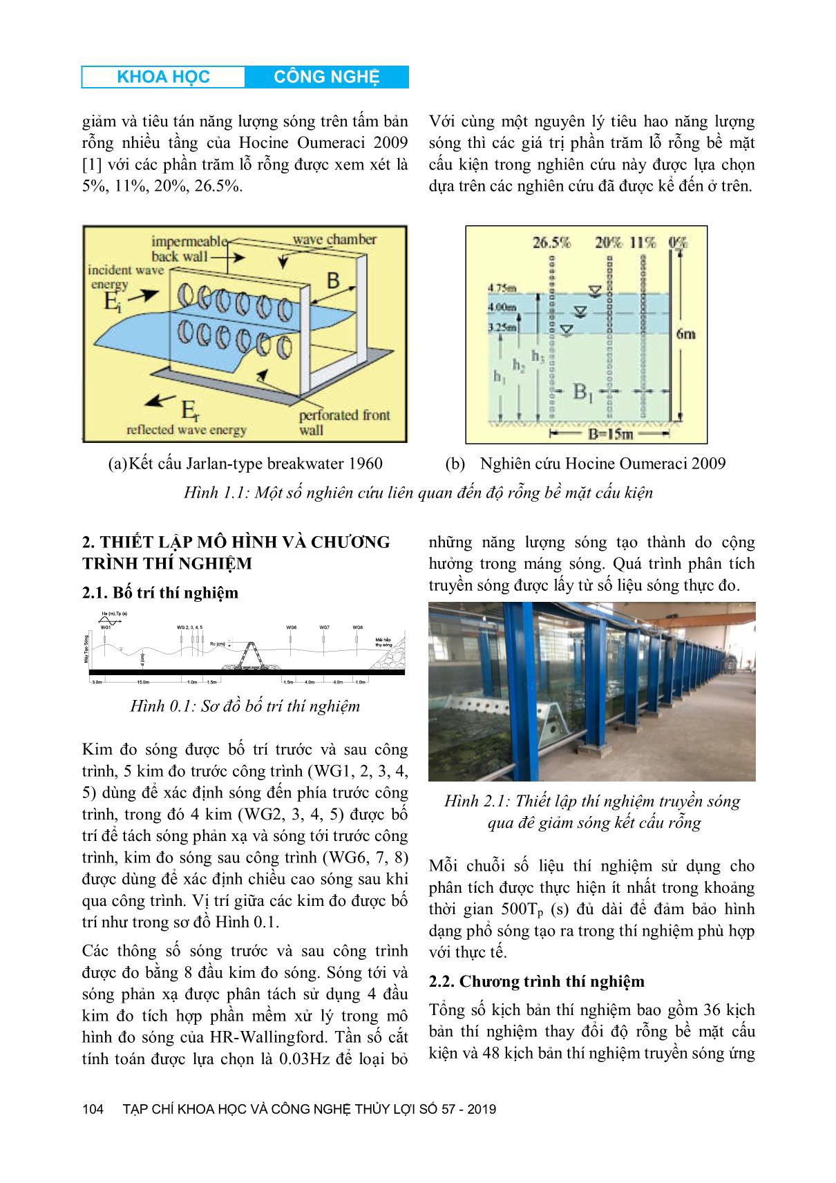 Nghiên cứu ảnh hưởng các yếu tố đến quá trình truyền sóng của đê giảm sóng kết cấu rỗng trên mô hình máng sóng trang 2