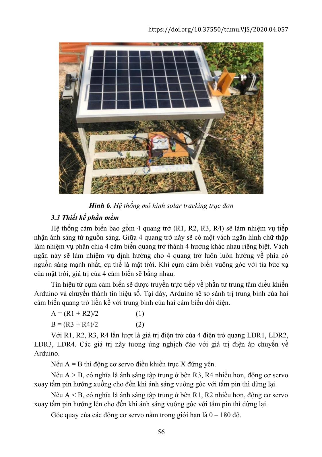 Đánh giá hiệu suất của hệ thống Solar Tracking trục đơn sử dụng quang trở trang 6