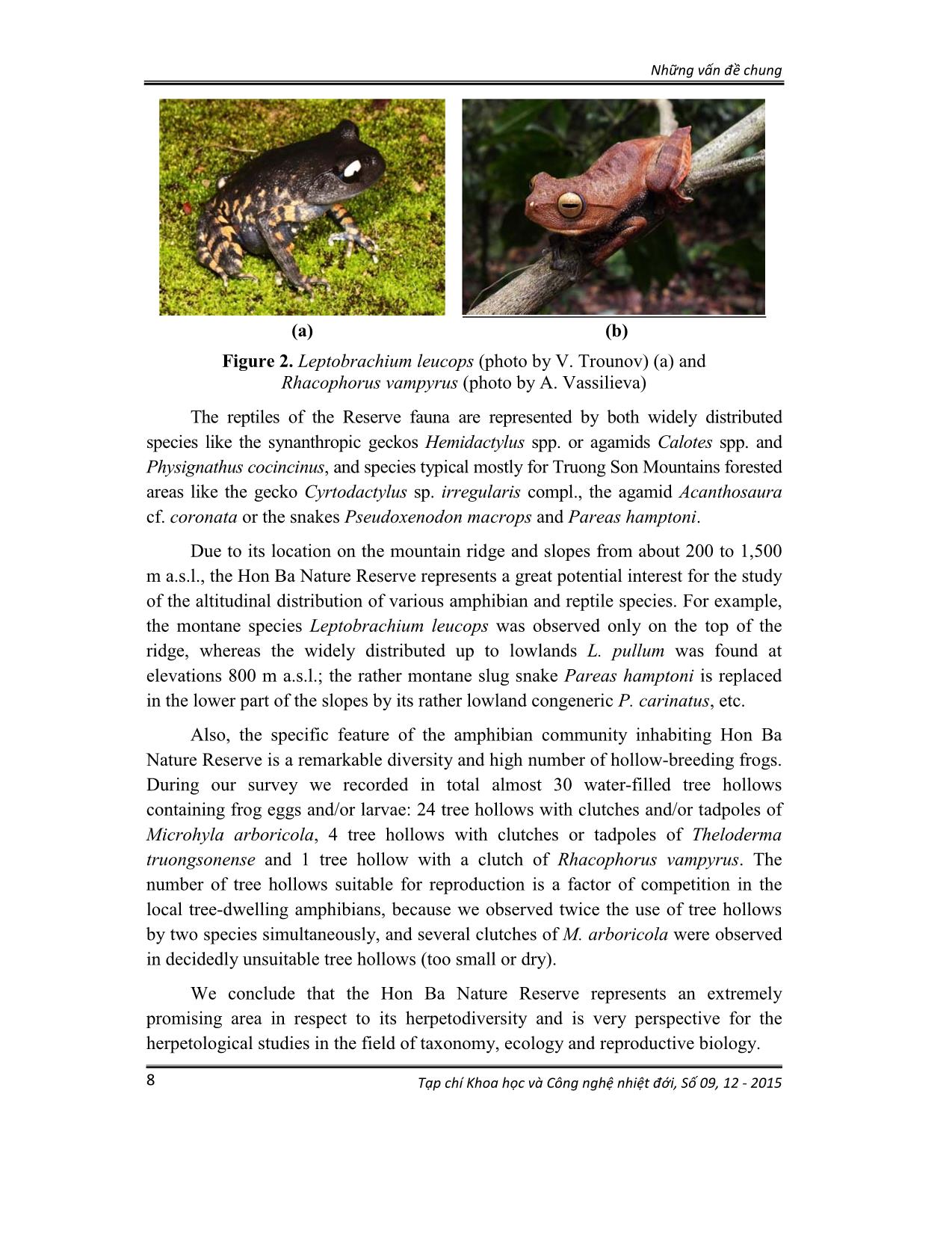 Contribution to the fauna of langbian plateau, Southern Vietnam: Amphibians and reptiles of Hon Ba nature reserve (Khanh Hoa province) trang 6