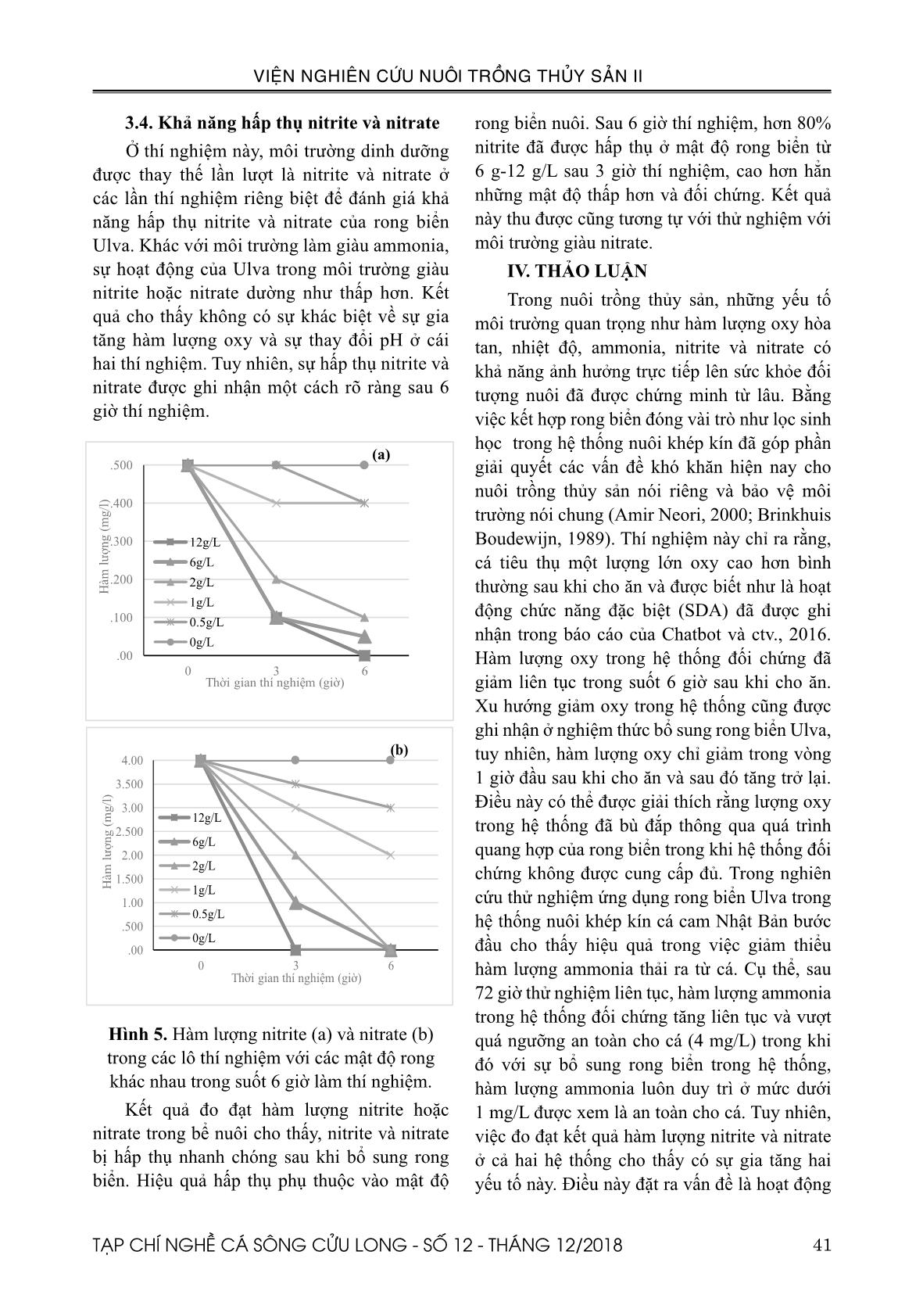 Nghiên cứu ứng dụng rong biển Ulva prolifera như là nhân tố lọc sinh học để giảm thiểu chất thải nitrogen trong hệ thống nuôi cá cam Nhật Bản (Seriolla quinqueradiata) trang 6