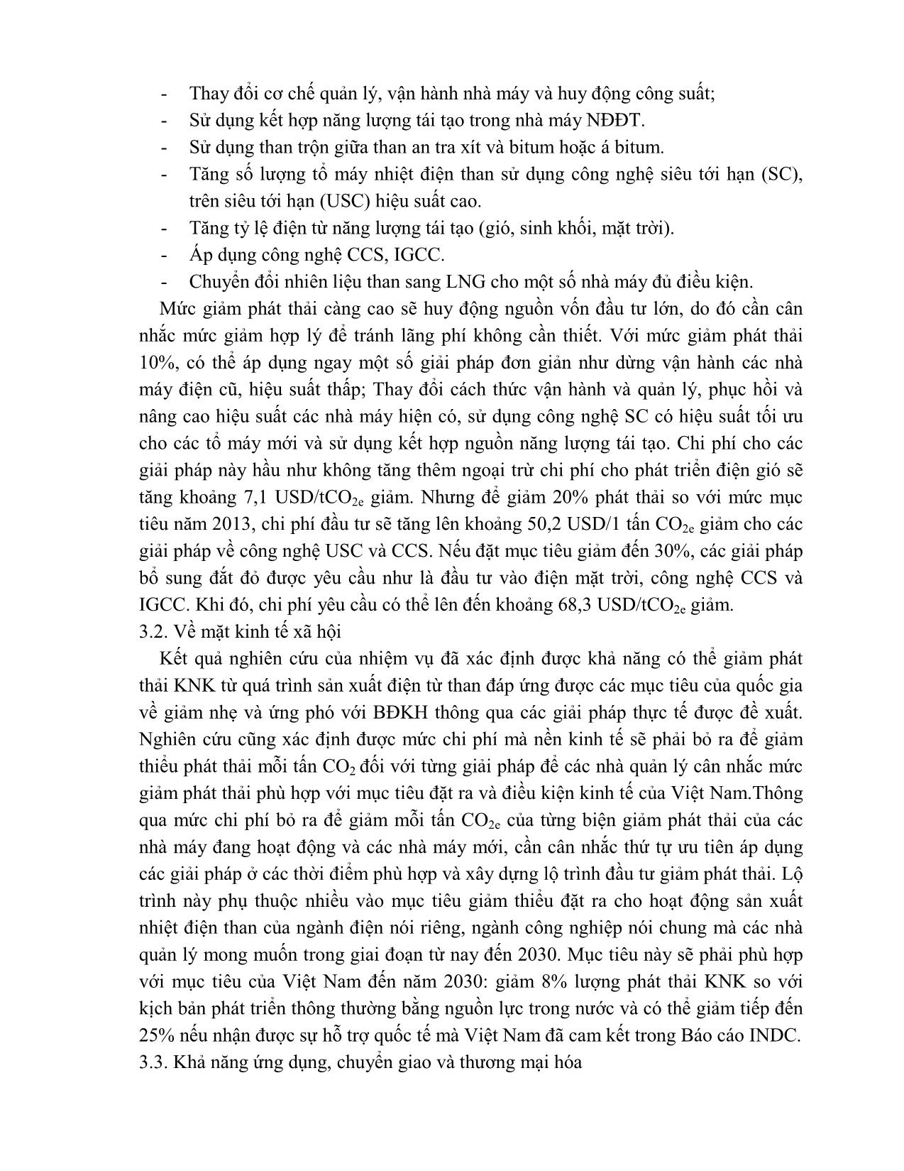 Xây dựng các biện pháp kiểm soát khí nhà kính trong lĩnh vực nhiệt điện đốt than và đề xuất lộ trình áp dụng các biện pháp kiểm soát trang 4