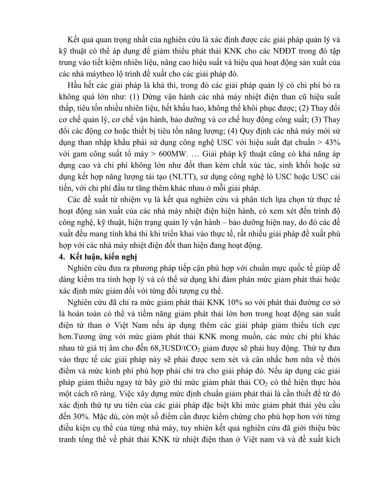 Xây dựng các biện pháp kiểm soát khí nhà kính trong lĩnh vực nhiệt điện đốt than và đề xuất lộ trình áp dụng các biện pháp kiểm soát trang 5