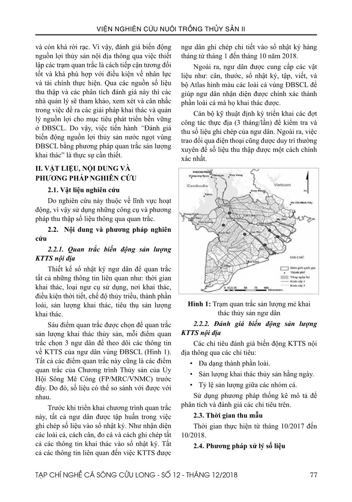Đánh giá biến động nguồn lợi thuỷ sản nội địa vùng đồng bằng sông Cửu Long bằng phương pháp quan trắc sản lượng trang 2