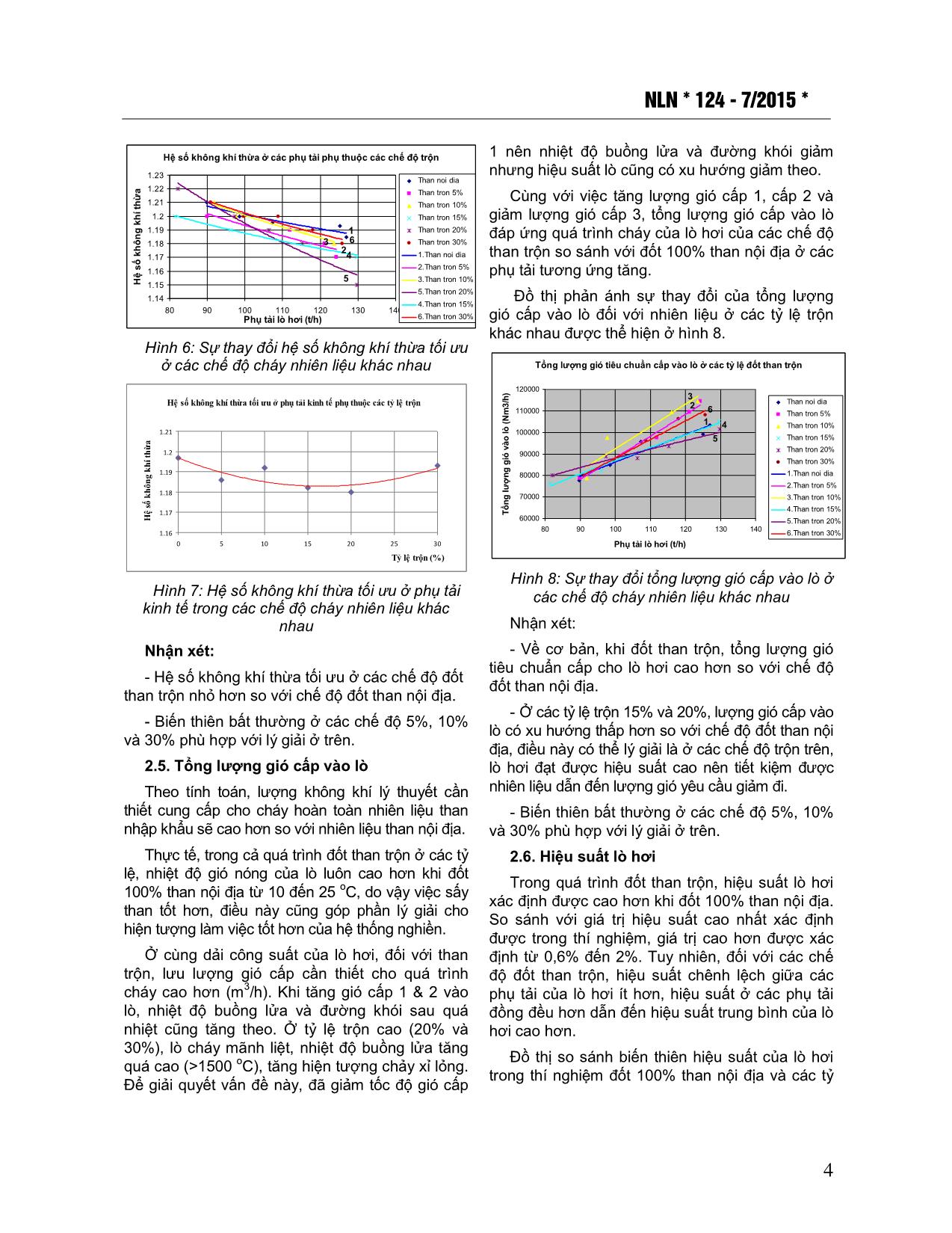 Sự thay đổi các yếu tố ảnh hưởng đến quá trình cháy trong lò hơi từ các thí nghiệm đốt than trộn giữa than antraxit nội địa và than á bitum nhập khẩu tại nhà máy điện Ninh Bình trang 4