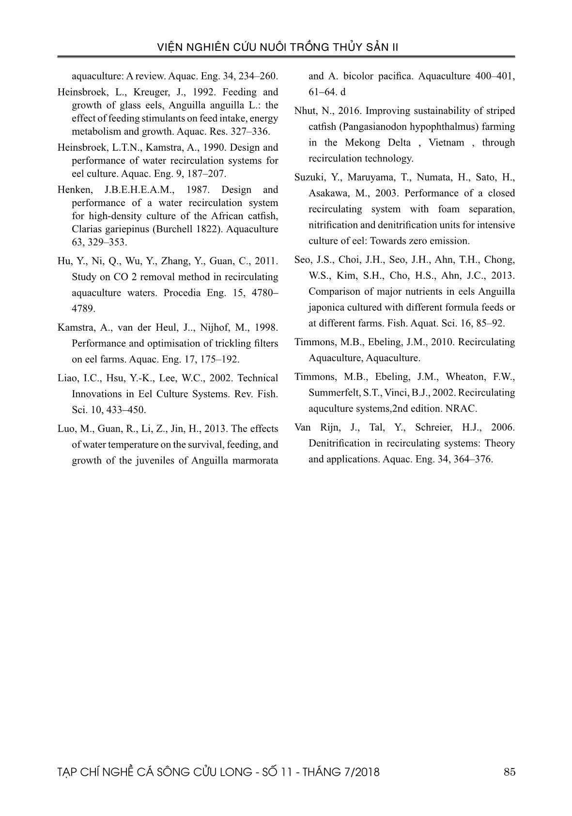 Ứng dụng công nghệ tuần hoàn để nuôi cá chình bông (Anguilla marmorata Quoy & Gaimard, 1824) trang 9