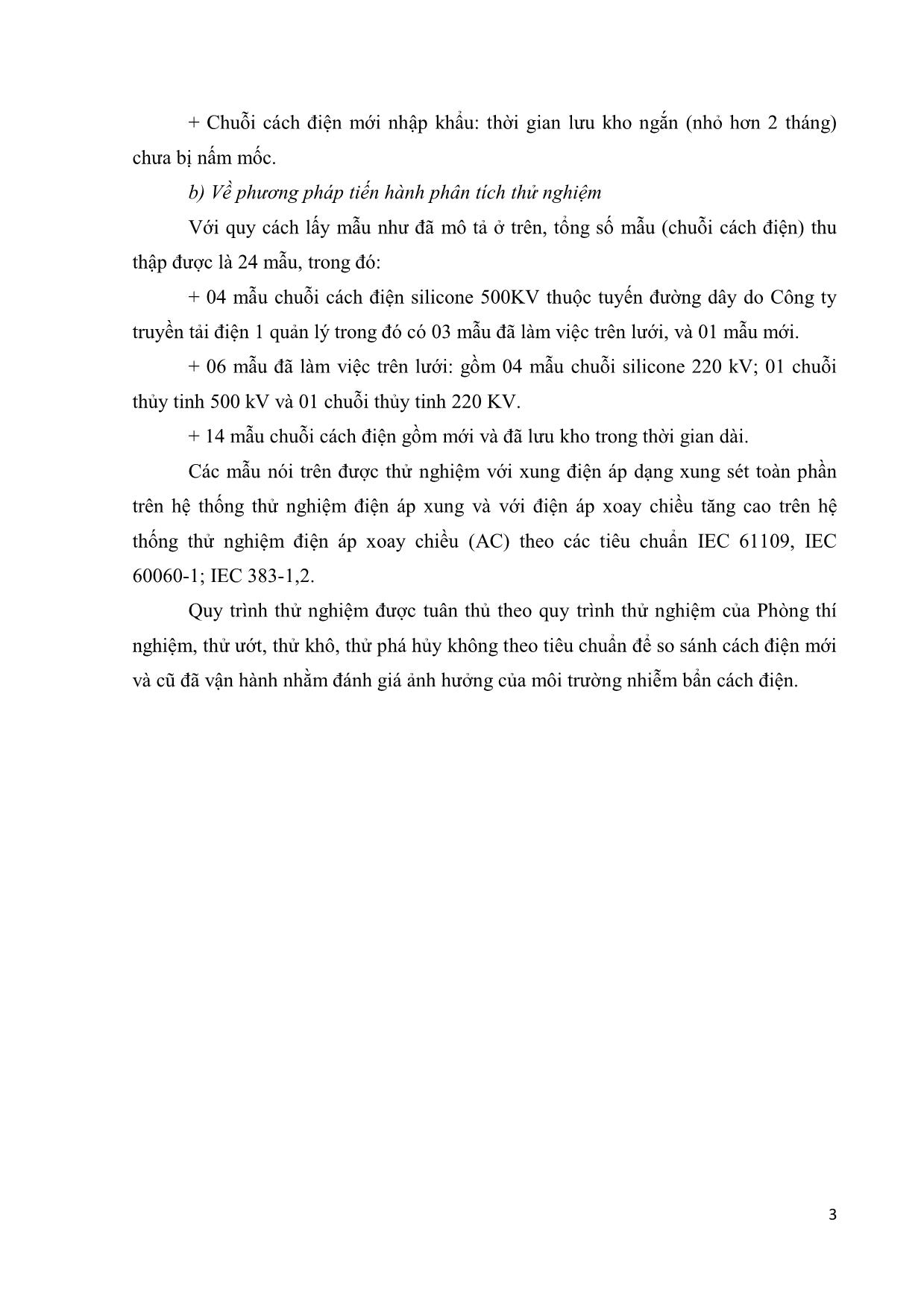 Nghiên cứu ứng dụng hệ thống thử nghiệm điện áp xung và điện áp xoay chiều tăng cao trong đánh giá tình trạng cách điện của chuỗi cách điện treo trên lưới truyền tải hệ thống điện Việt Nam trang 3
