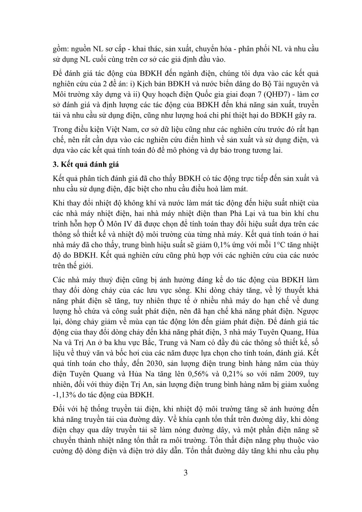 Nghiên cứu, đánh giá tác động của biến đổi khí hậu đến sản xuất, truyền tải và nhu cầu sử dụng điện trang 3