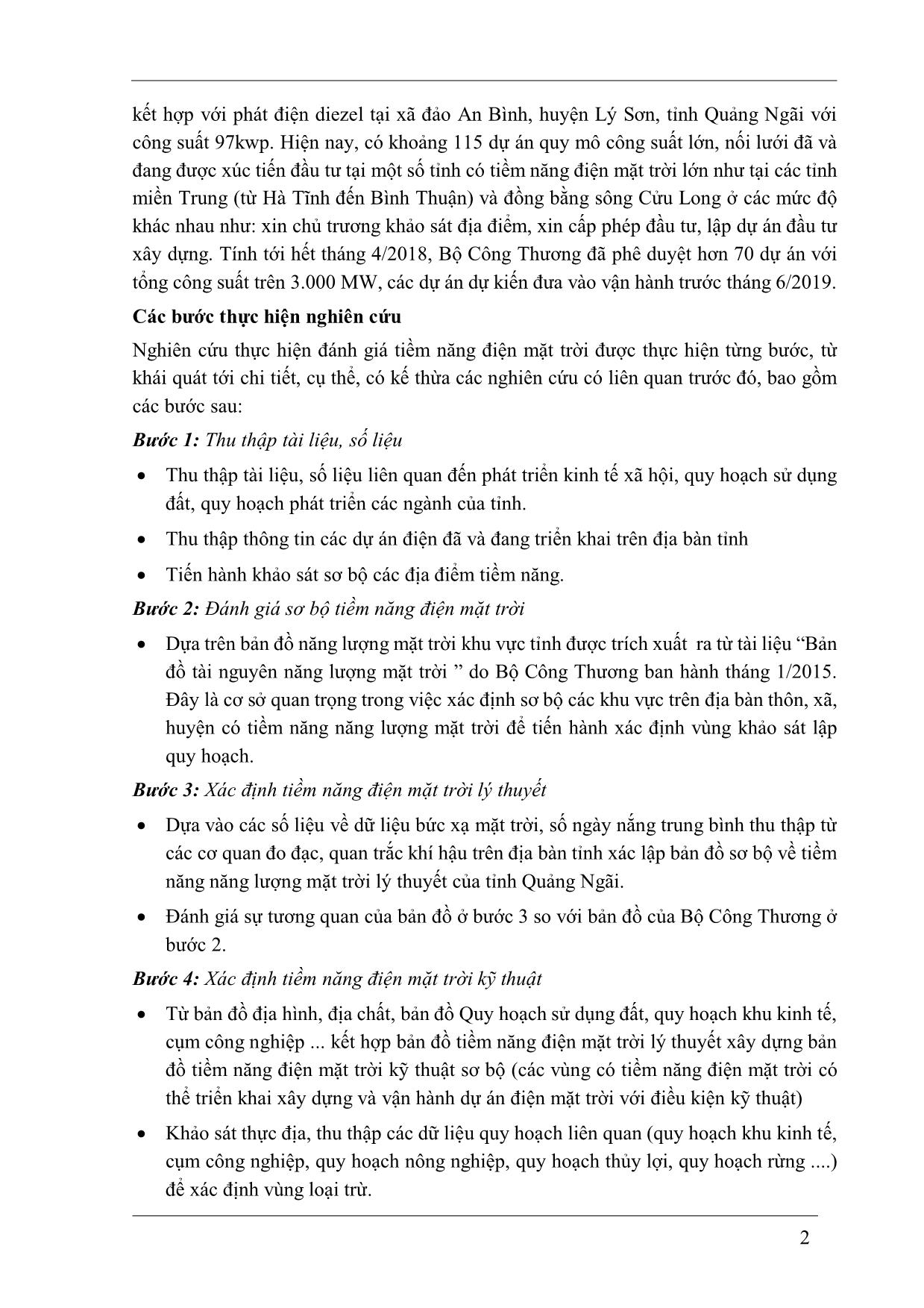 Đánh giá tiềm năng năng lượng mặt trời cho phát điện ở Việt Nam – triển vọng và nhận định trang 2