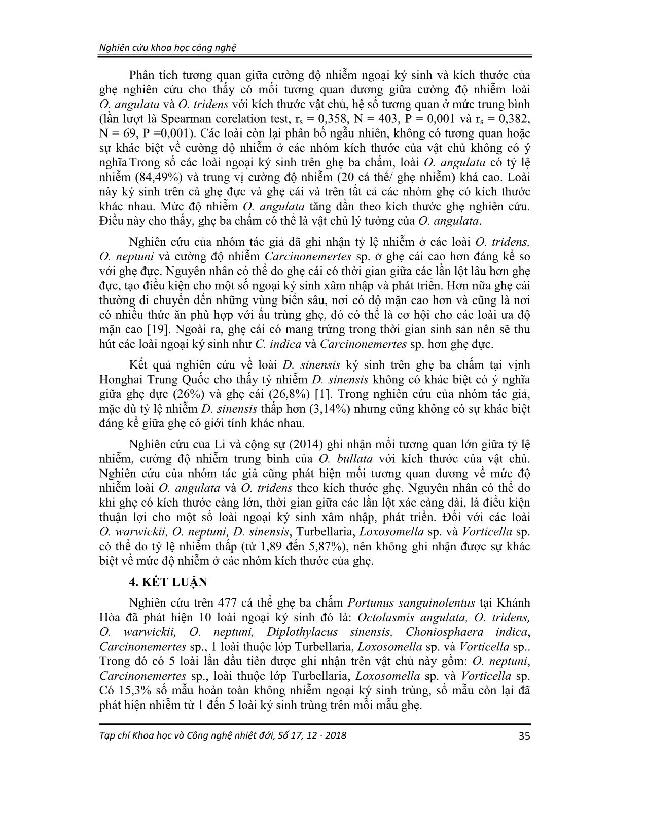 Một số ngoại ký sinh trùng ký sinh trên ghẹ ba chấm (Portunus sanguinolentus Herbst, 1783) thu tại vùng biển Khánh Hòa trang 8