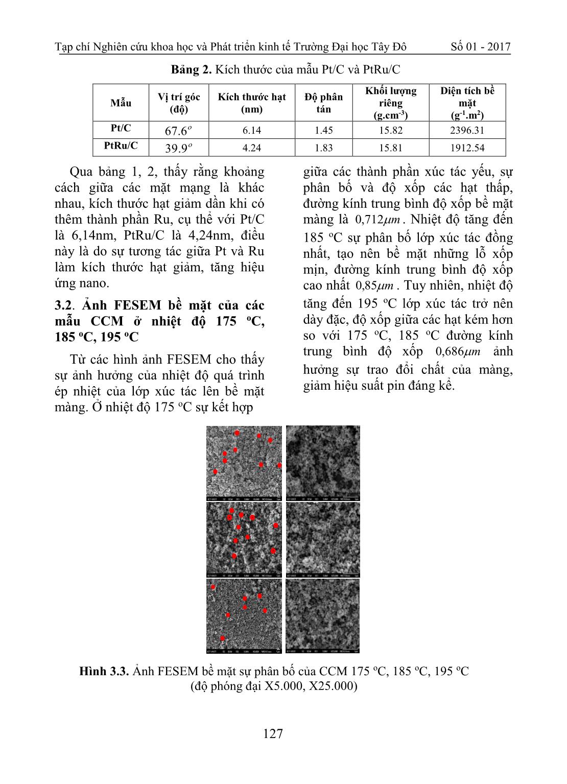 Chế tạo hạt nano Pt/C, Pt-Ru/C và ảnh hưởng của quá trình ép nhiệt trên hiệu suất của pin nhiên liệu dùng methanol trực tiếp trang 6