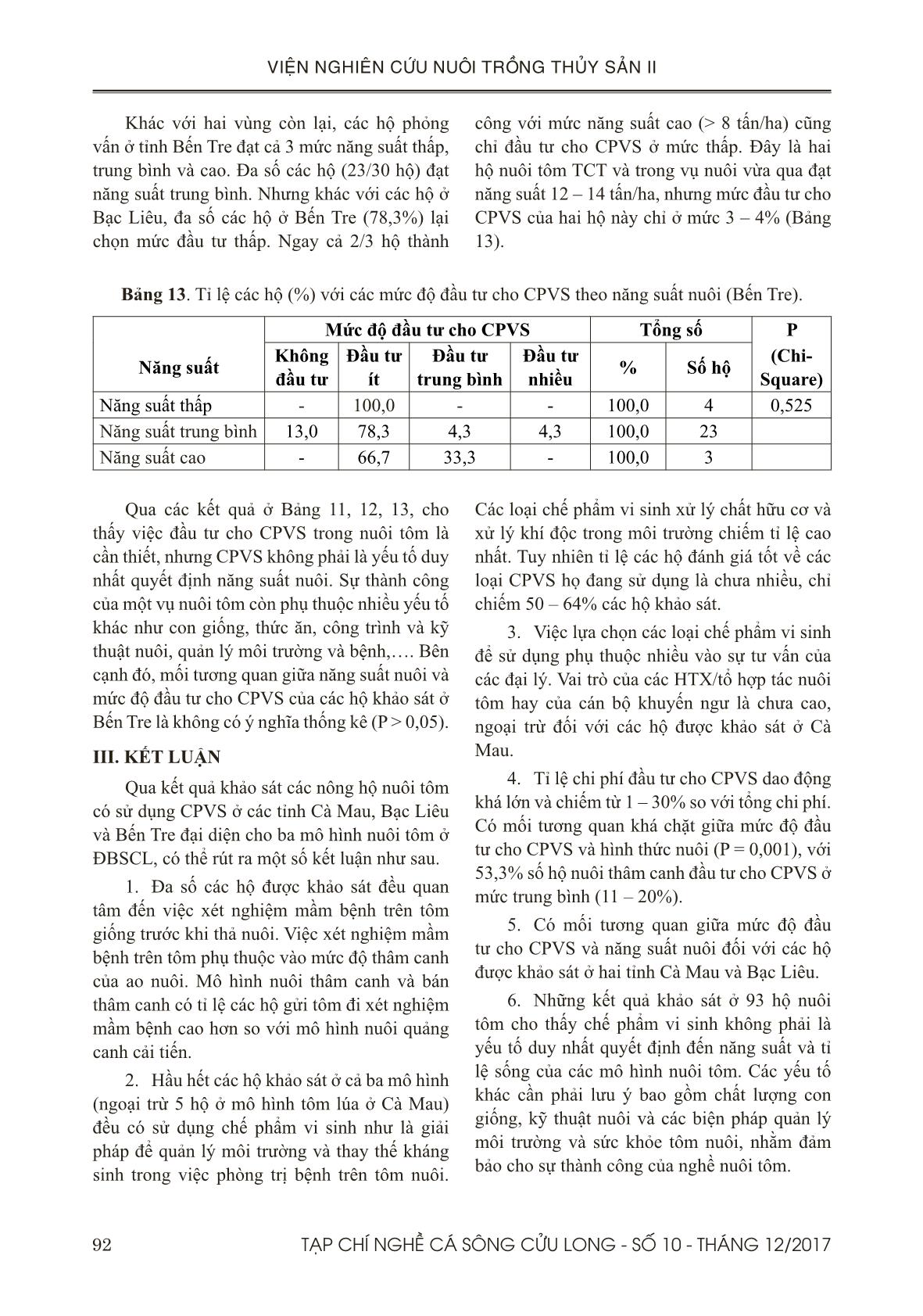 Đánh giá tình hình sử dụng chế phẩm vi sinh trong nuôi tôm ở đồng bằng sông Cửu Long trang 10