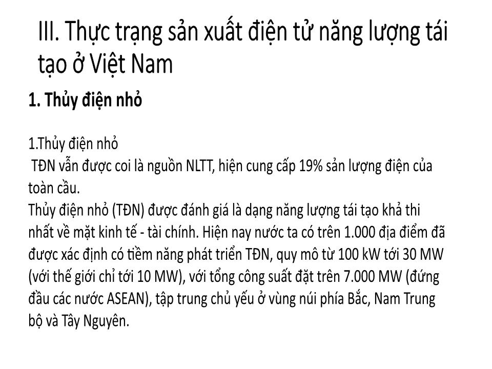 Bài giảng Hoạt động sản xuất điện từ năng lượng tái tạo ở Việt Nam trang 7
