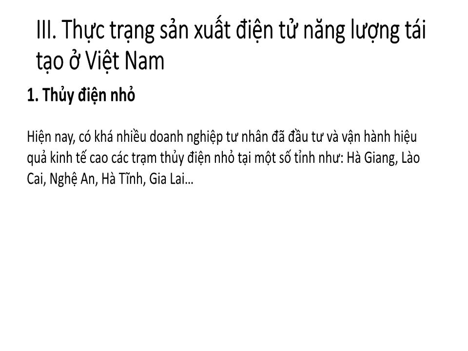Bài giảng Hoạt động sản xuất điện từ năng lượng tái tạo ở Việt Nam trang 8