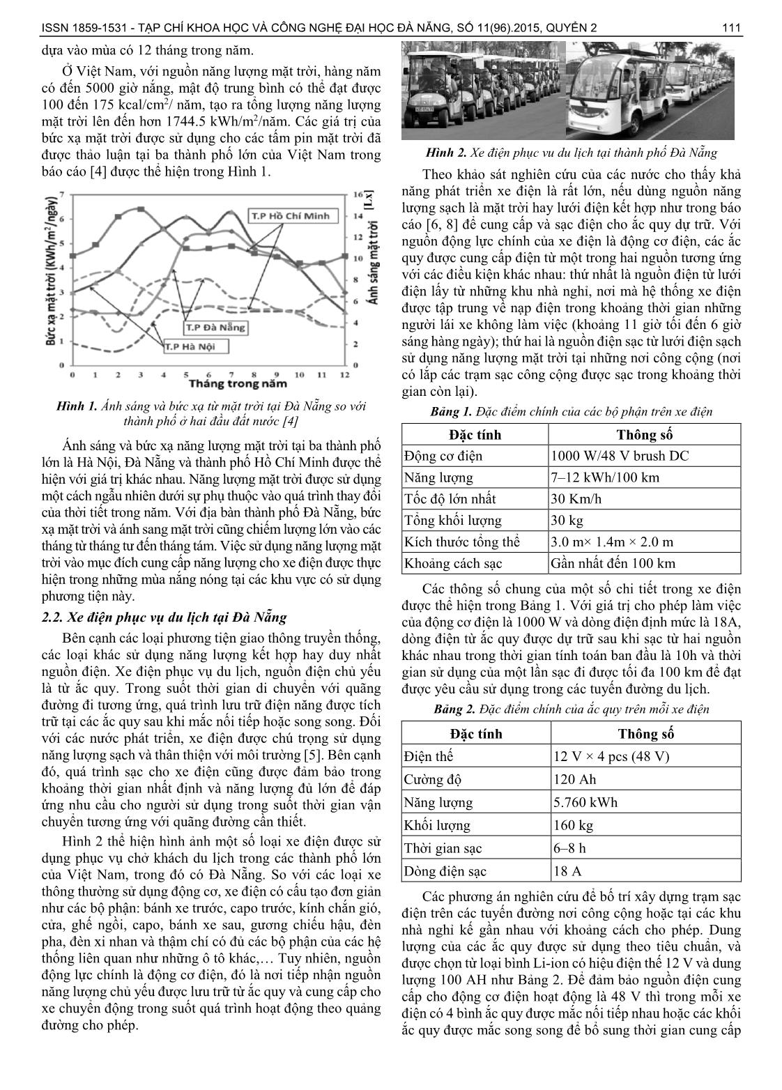 Nghiên cứu mô hình sạc năng lượng cho xe điện và phương án bố trí mô hình trên đường phục vụ du lịch tại thành phố Đà Nẵng trang 2