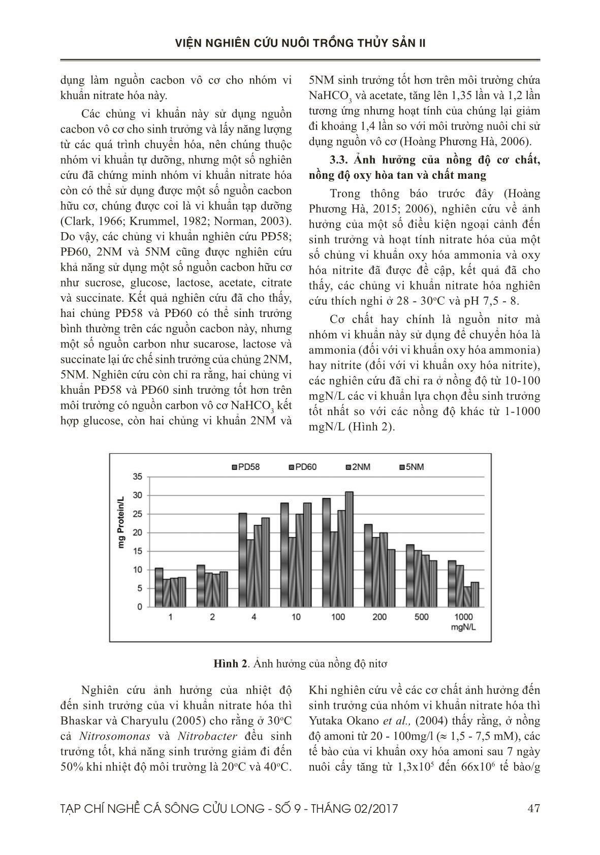 Một số đặc điểm sinh học của vi khuẩn nitrate hóa tuyển chọn và ứng dụng của nó trong nuôi trồng thủy sản trang 5