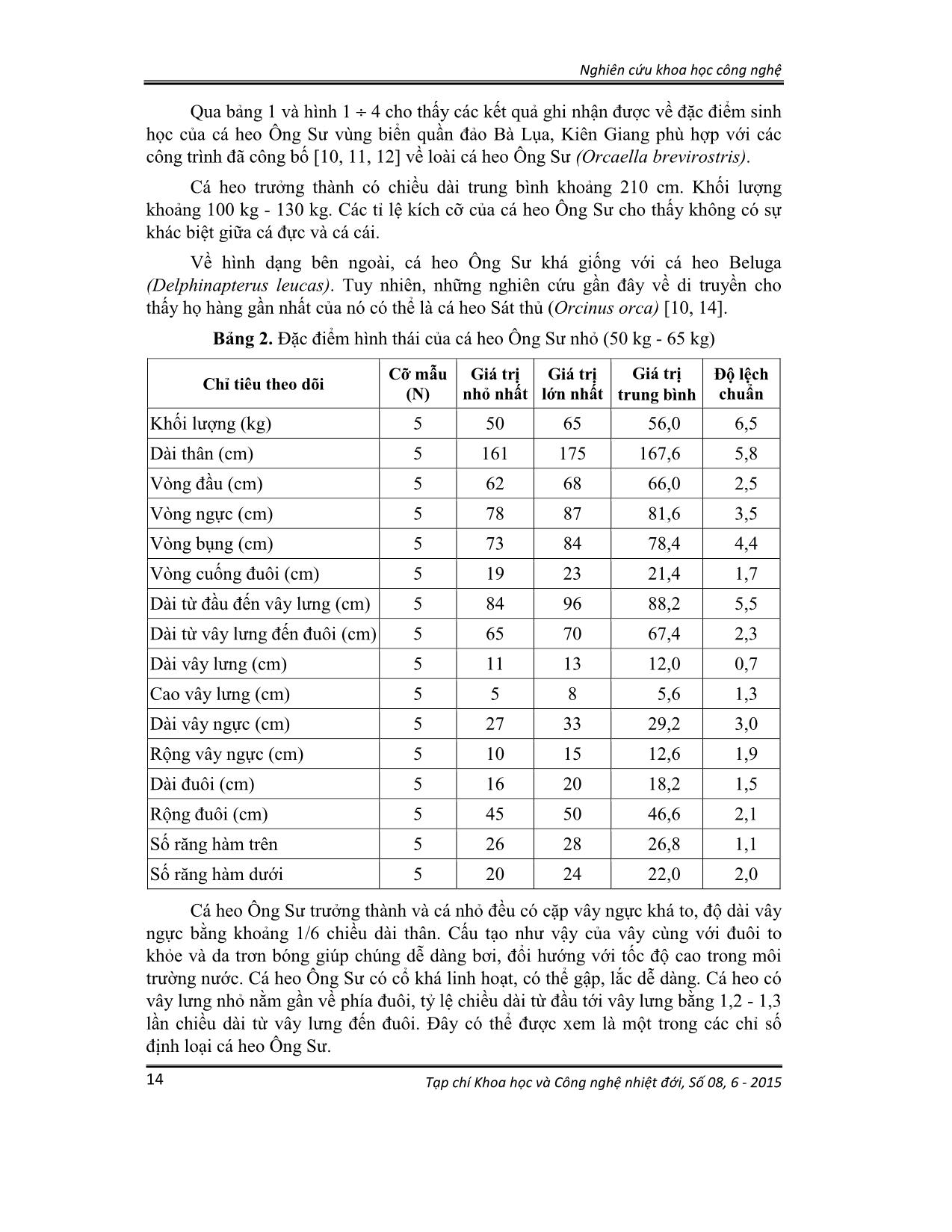 Một số đặc điểm sinh học loài cá heo Ông sư (Orcaella Brevirostris Gray, 1866) ở vùng biển quần đảo Bà Lụa, Kiên Giang trang 4