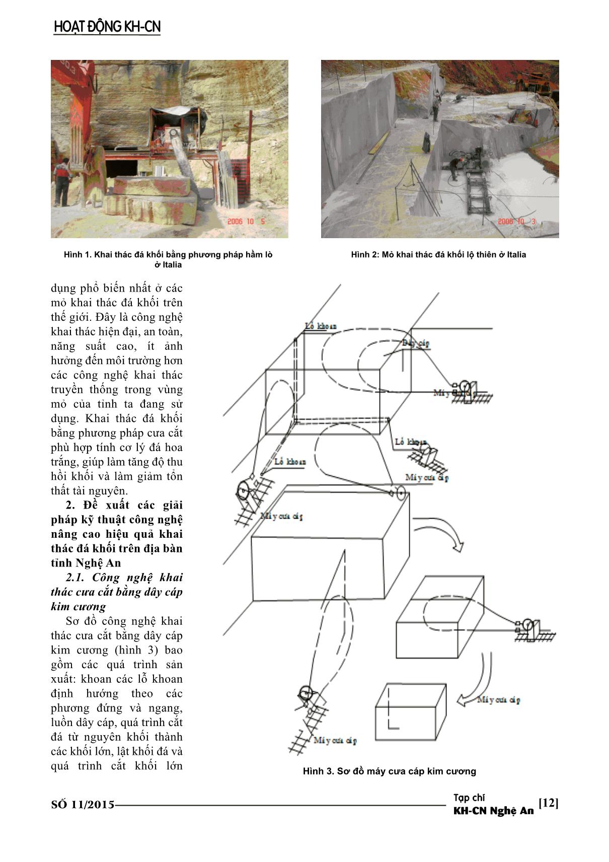Giải pháp kỹ thuật công nghệ nâng cao hiệu quả khai thác đá khối ở Nghệ An trang 2