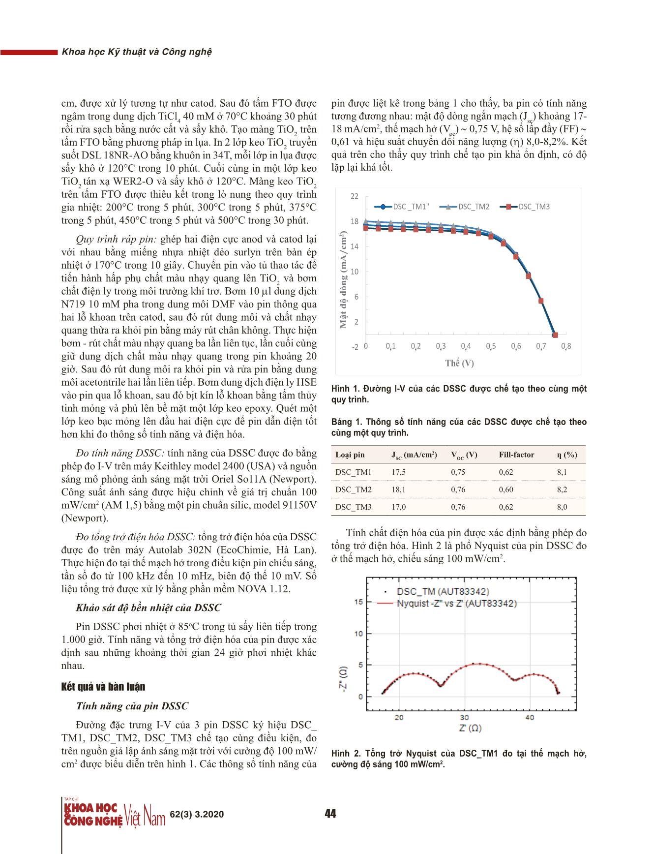 Chế tạo và khảo sát độ bền nhiệt của pin mặt trời chất màu nhạy quang trang 3