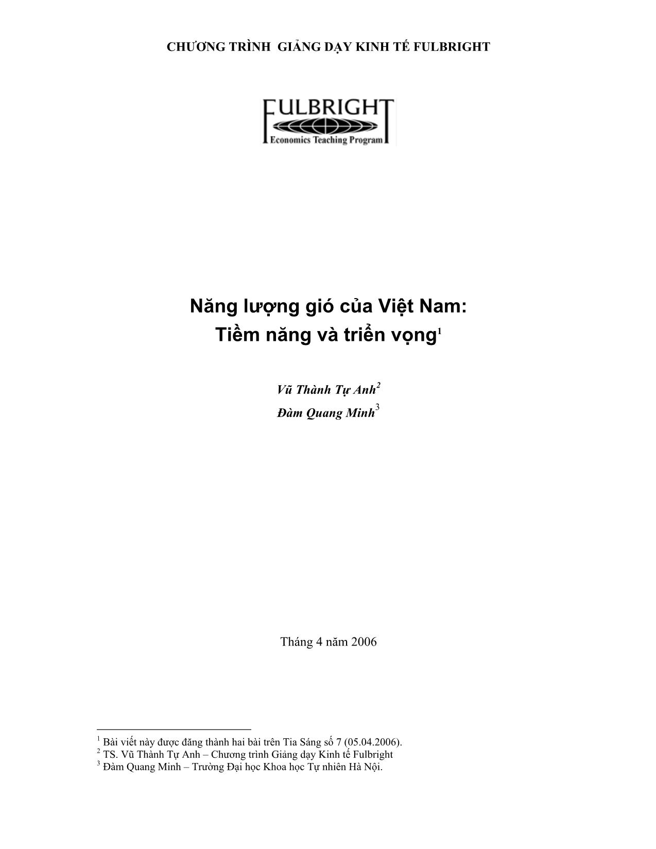 Năng lượng gió của Việt Nam: Tiềm năng và triển vọng trang 1