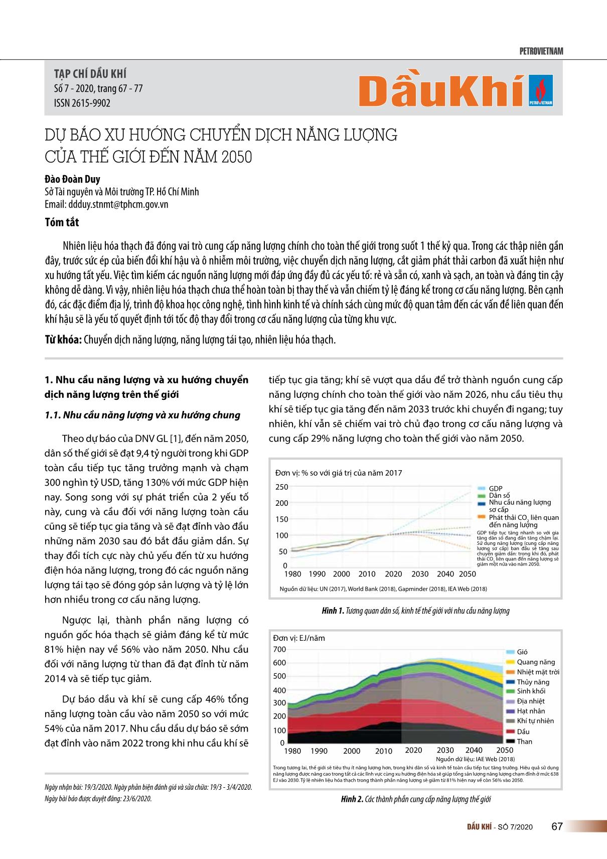 Dự báo xu hướng chuyển dịch năng lượng của thế giới đến năm 2050 trang 1