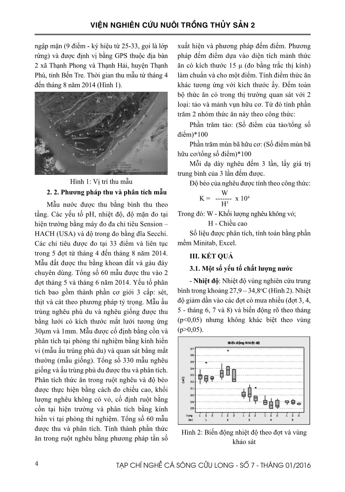 Nghiên cứu phân bố nghêu giống (Meretrix lyrata) ven biển Thạnh Phong – Thạnh Hải, huyện Thạnh Phú, tỉnh Bến Tre trang 2