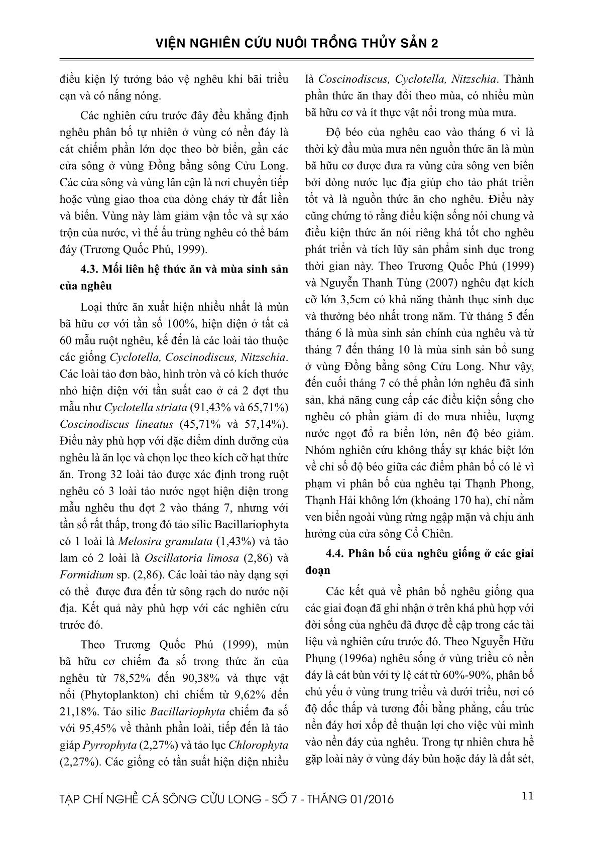 Nghiên cứu phân bố nghêu giống (Meretrix lyrata) ven biển Thạnh Phong – Thạnh Hải, huyện Thạnh Phú, tỉnh Bến Tre trang 9