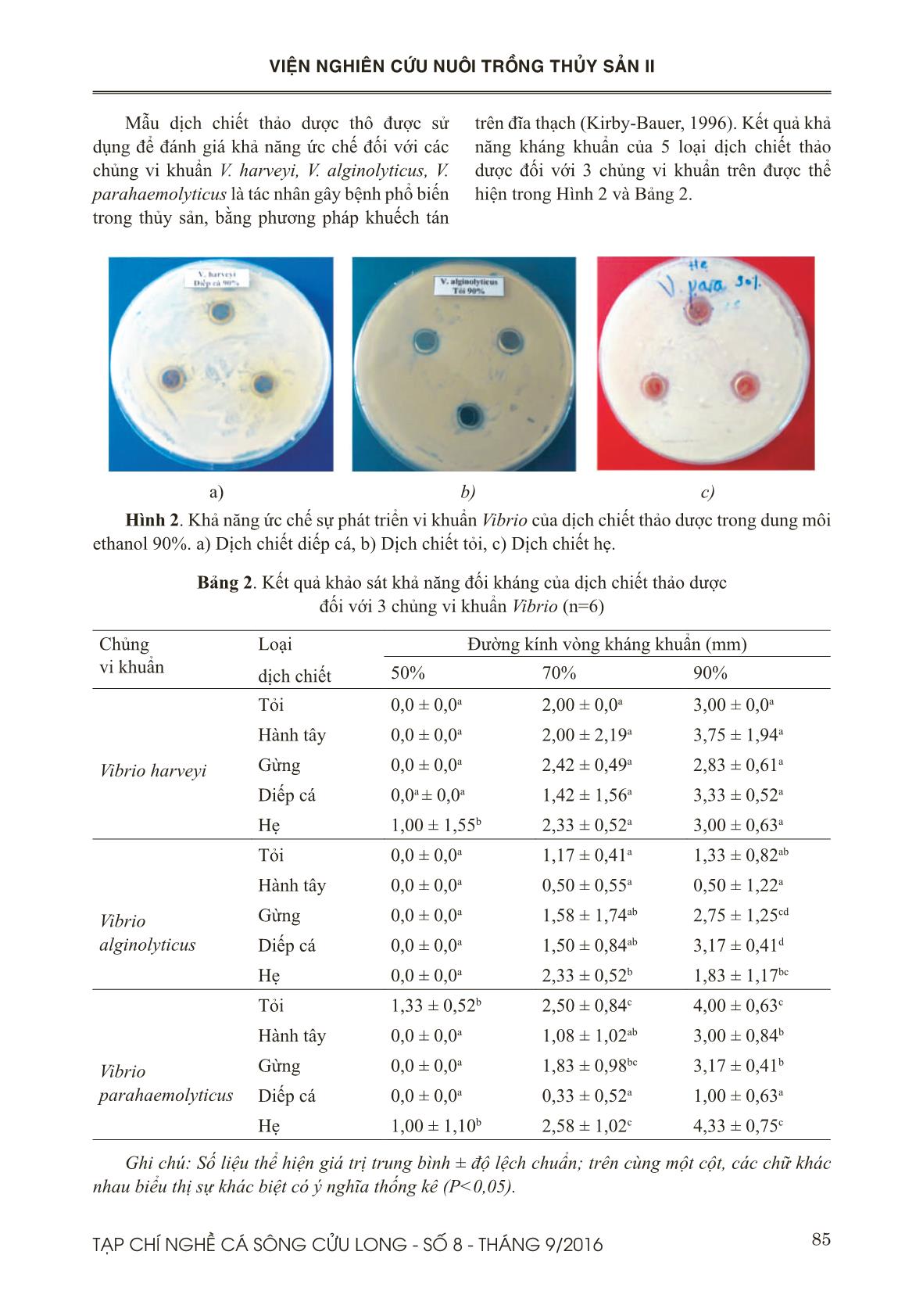 Khả năng ức chế tăng trưởng của Vibrio spp. bởi một số dịch chiết có nguồn gốc thảo dược trang 4