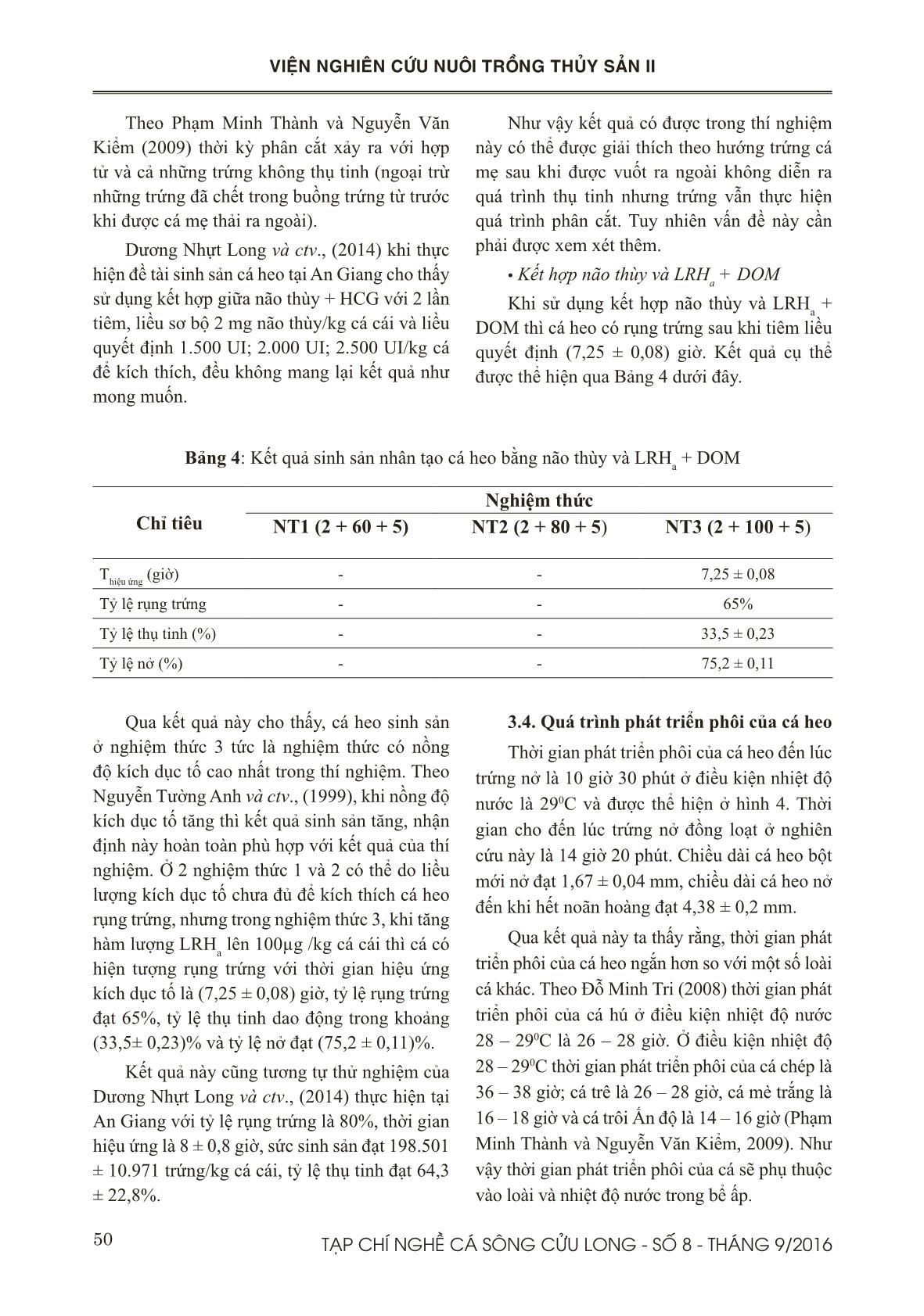 Thực nghiệm so sánh các chất kích thích chín và rụng trứng trên cá heo xanh (Botia modesta BLEEKER, 1865) tại Đồng Tháp trang 6