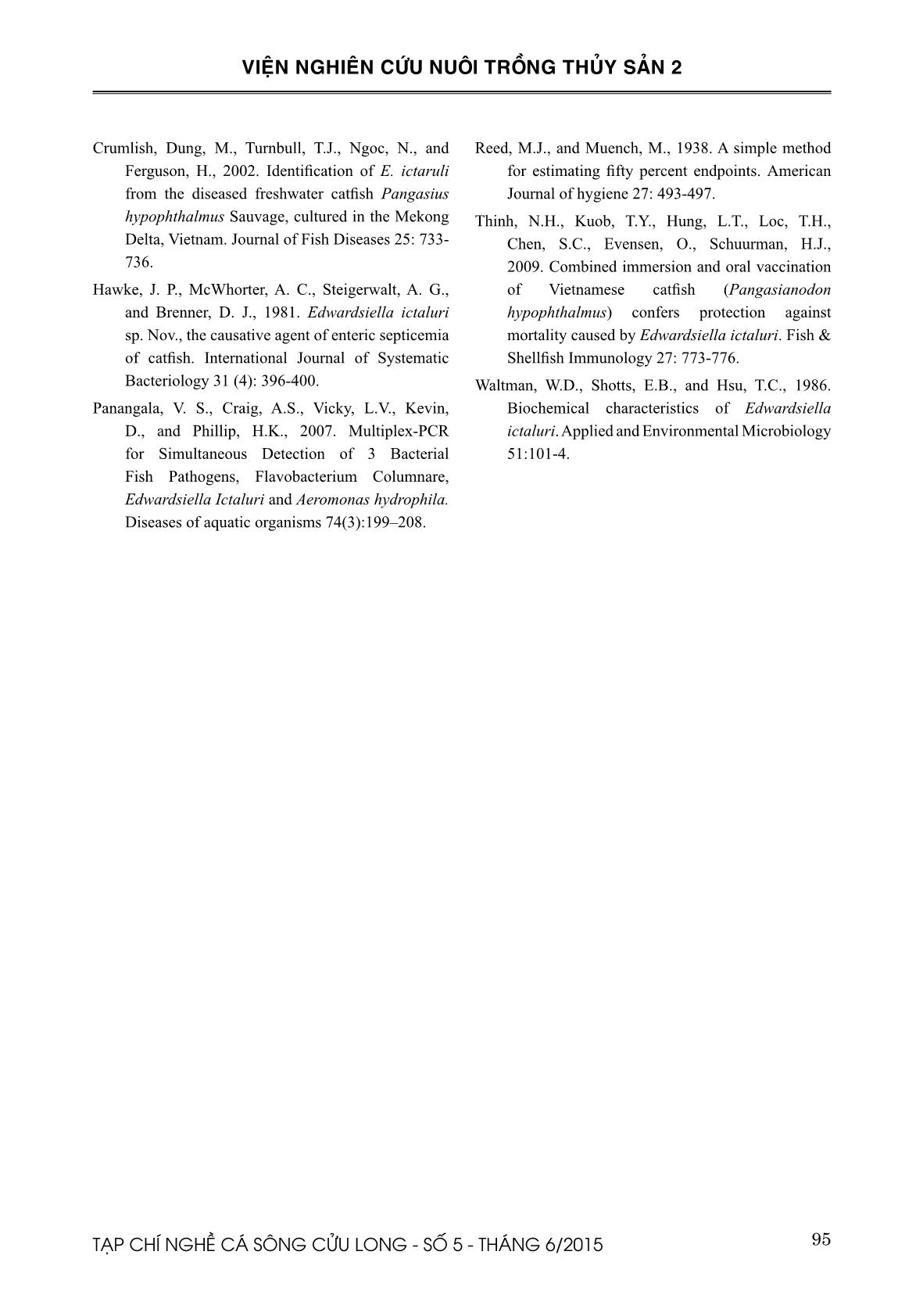 Khảo sát, phân lập và lựa chọn chủng vi khuẩn Edwardsiella ictaluri có độc lực mạnh và mới nhất trang 9