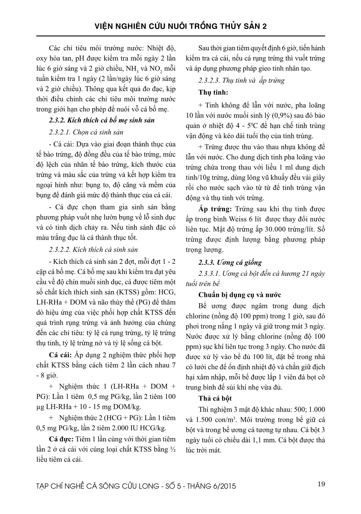 Kết quả ban đầu sinh sản nhân tạo cá trà sóc (Probarbus jullieni sauvage, 1880) trang 3