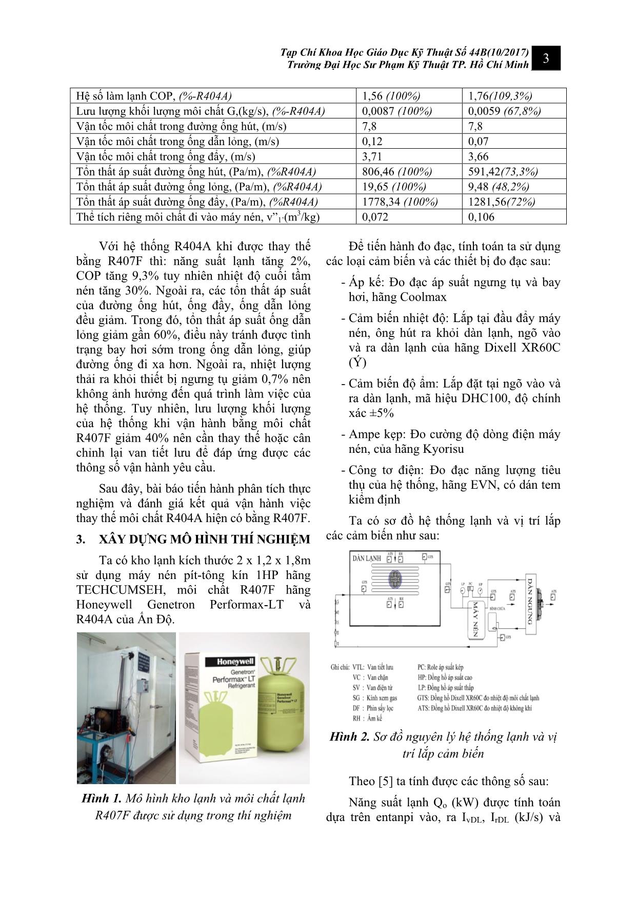 Nghiên cứu thực nghiệm việc thay thế môi chất r404a bằng môi chất r407f để tiết kiệm năng lượng và bảo vệ môi trường trang 3