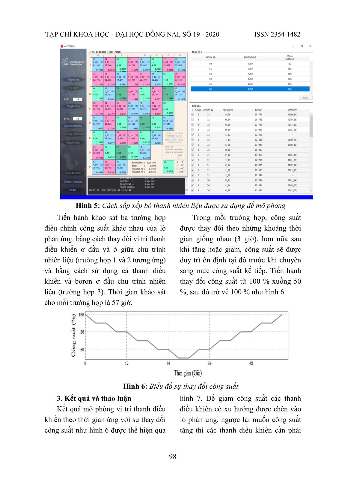 Khảo sát sự thay đổi công suất lò phản ứng theo vị trí thanh điều khiển sử dụng phần mềm mô phỏng E-Corsim trang 5