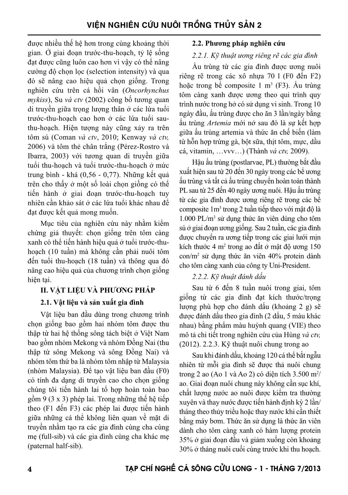 Tạp chí Nghề cá sông Cửu Long - Số 01/2013 trang 4