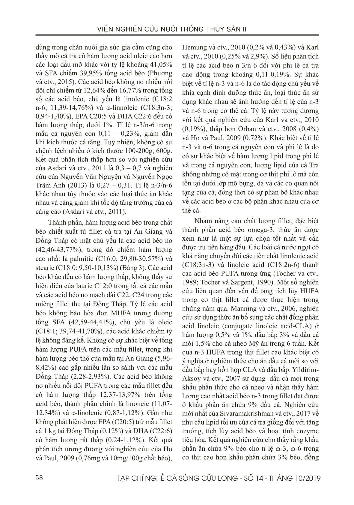 Đặc điểm thành phần acid béo của một số nguyên liệu giàu chất béo và phi lê cá tra (Pangasianodon hypophthalmus) ở các giai đoạn phát triển trang 6