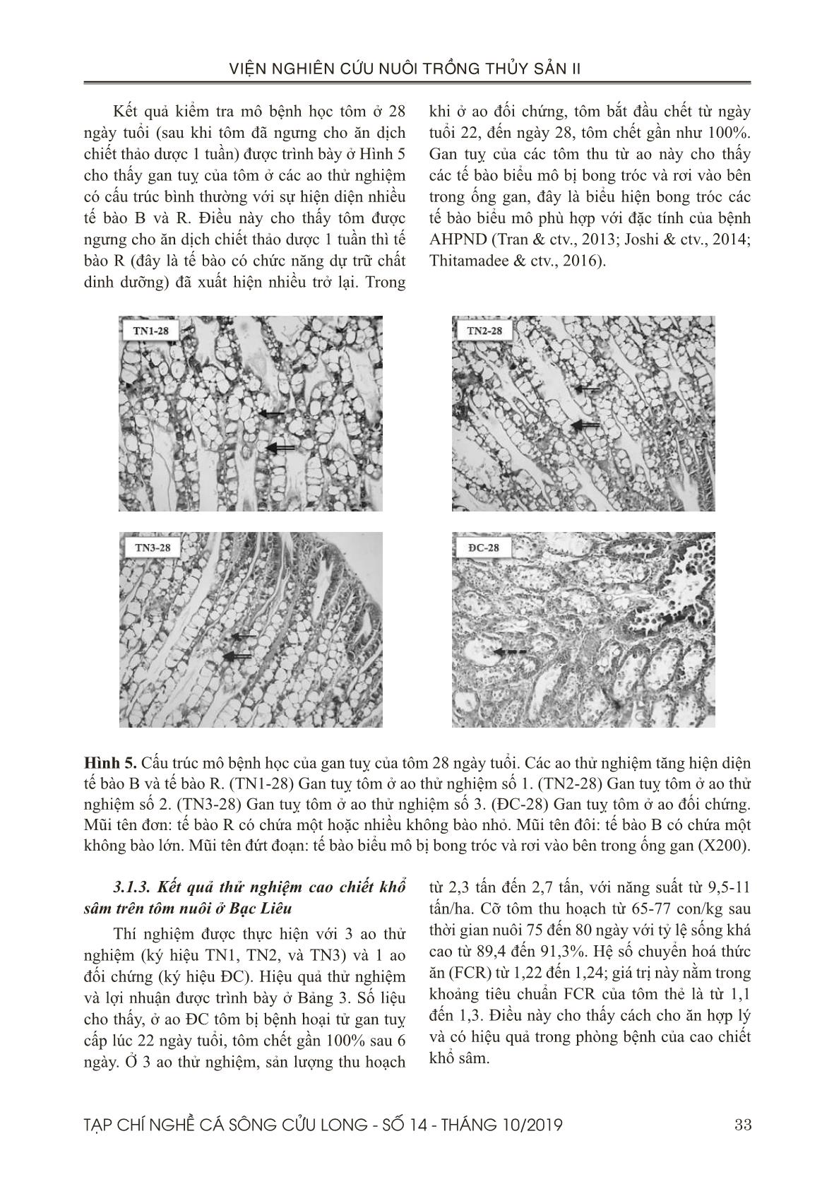 Hiệu quả phòng bệnh hoại tử gan tụy cấp trên tôm thẻ (Penaeus vannamei) của cao chiết khổ sâm (Croton tonkinensis) ở quy mô trang trại trang 8