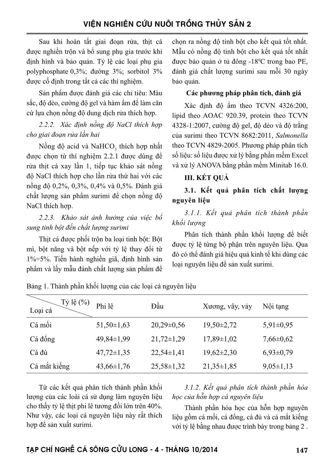 Nghiên cứu hoàn thiện một số vấn đề kỹ thuật trong quy trình sản xuất surimi từ các loài cá tạp trang 4