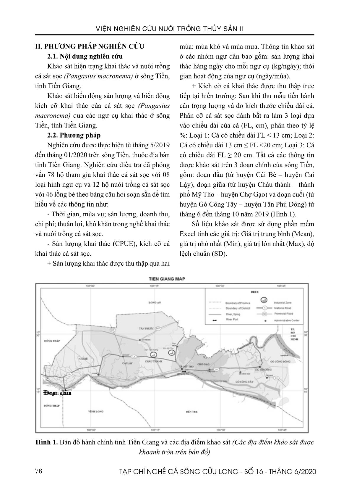 Hiện trạng khai thác và nuôi trồng cá sát sọc Pangasius macronema Bleeker, 1850 ở tỉnh Tiền Giang trang 2